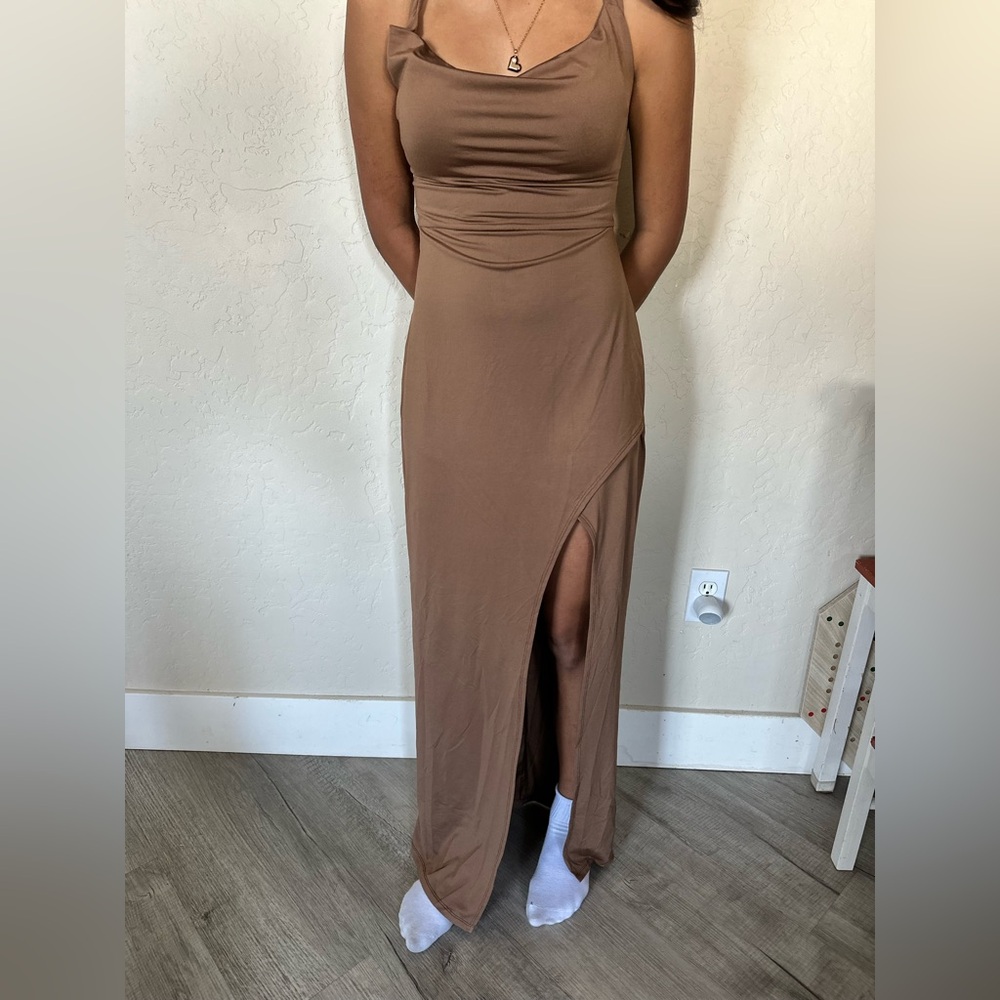 Hello Molly chocolate Brown Maxi Dress with slit